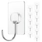 Adhesive Wall Hooks No Drill Clear Heavy Duty, 13LB Sticky 12 Pack