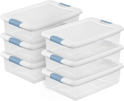 Sterilite Latching Box with Lids for Home and Office, 32 Quart, 6-Pack