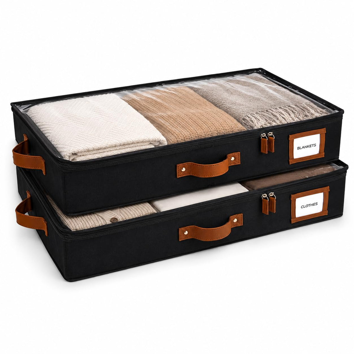 HOMELUX THEORY Under Bed Storage, Low Profile 2pc with Lid, Black