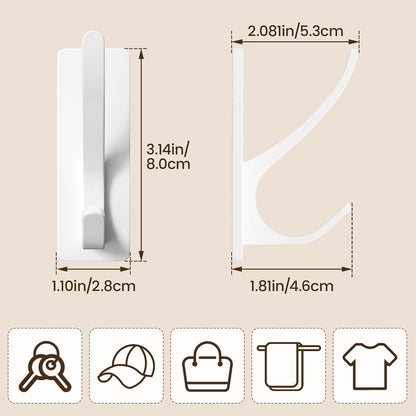 pickpiff White Self-Adhesive Hook, 13LB Hanger for Coat/Towel, 6 Pack