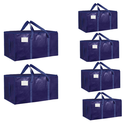 Moving Bags Extra Large 8 Pack - Heavy Duty Storage Totes with Wrap-Around Handles & Reinforced Zippers - Foldable Moving Box Alternative, Water-Resistant for Dorm, Closet & Under Bed Storage (Clear)