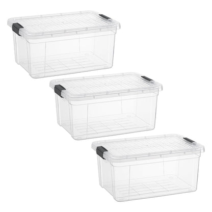Superio 13.7 Quart Clear Plastic Storage Bin with Lid, Stackable Organizer Box, BPA-Free Storage Container for Home, Garage, School & Office, 1 Pack
