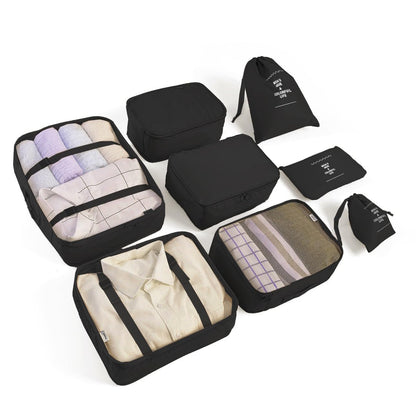 LANSKLBD 6/8 Set Packing Cubes for Suitcases Travel Luggage Packing Organizers,Travel Accessories Essentials Luggage Organizer with Shoe/Tioletry/Laundry Bag (Black, 6 set)