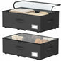 EE-RoomWorld Under Bed Storage with Wheels, No Assemble Required 5.5 inches height beige under bed storage bins,Low Profile Rolling Underbed Shoe Storage containers，dorm underbed storage drawers