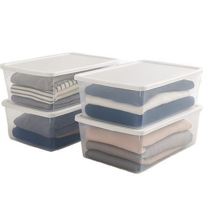HOMZ Clear Plastic Storage Bins w/Snaplock Lids, 28 Qt, Gray, 2 Pack