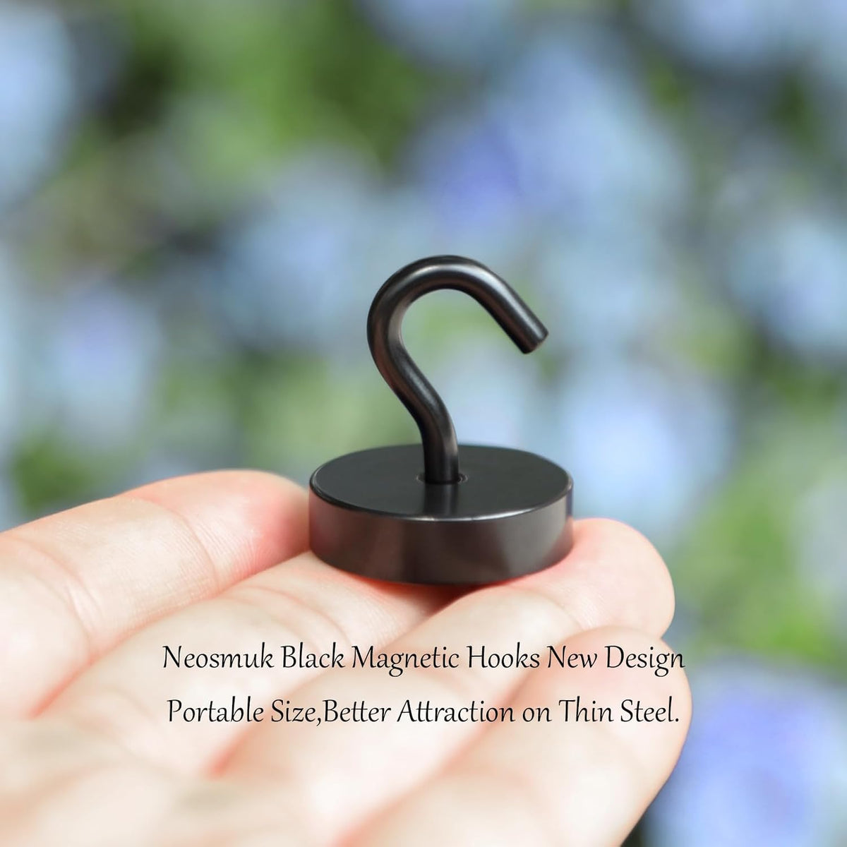Neosmuk Magnetic Hooks Steel Tube Design for Cruise,80lb+ Black,10 Pack