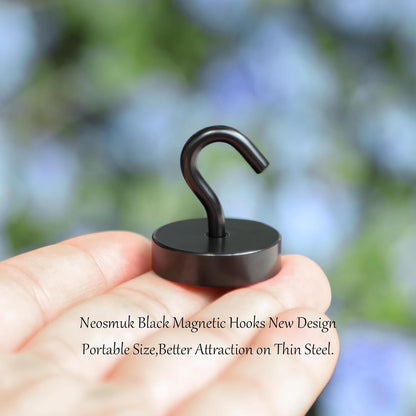 Neosmuk Magnetic Hooks Steel Tube Design for Cruise,80lb+ Black,10 Pack