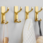 Adhesive Wall Hooks for Towel/Coat,13Lb Strong Stick-On Hooks, Gold 4 Pack