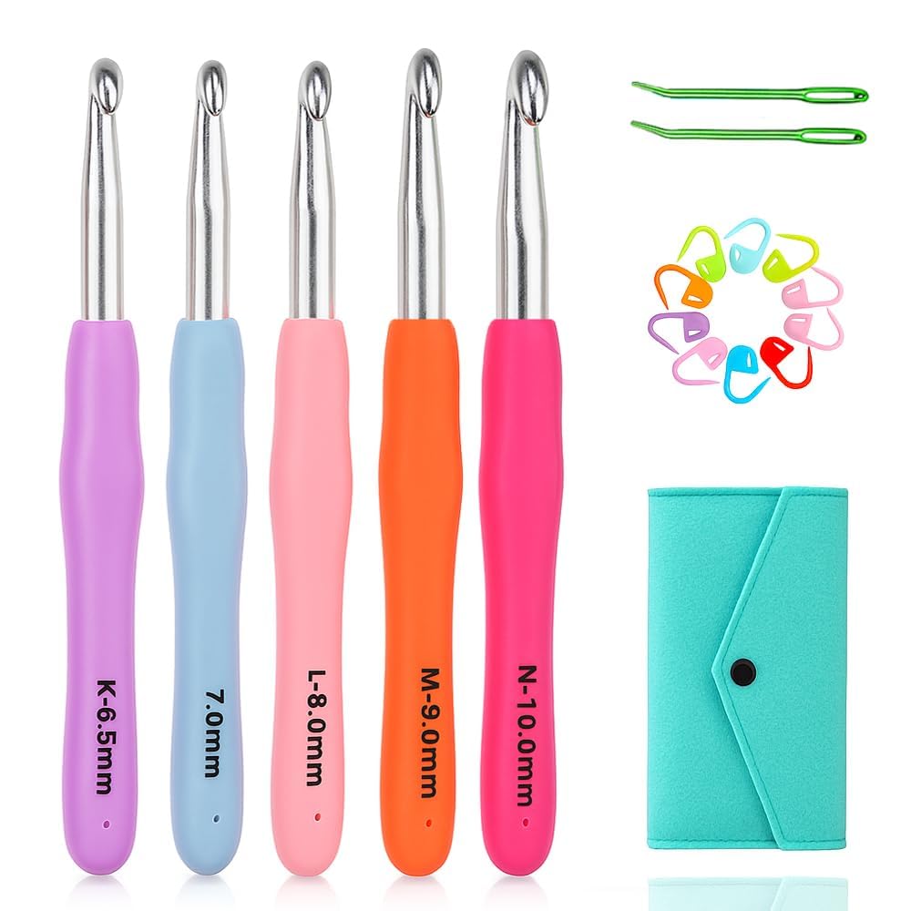 Yarniss Crochet Hooks,14 Size Ergonomic Crochet Hooks Set 2mm(B)-10mm(N)