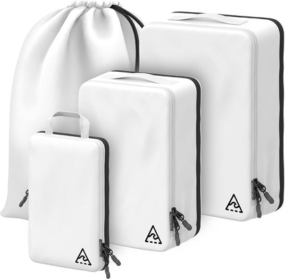 Well Traveled 8 pcs Compression Packing Bags Cubes Set with HybridMax Double-Capacity Design - Packing Cubes for Travel Compression to Maximize Limited Luggage Space, Black