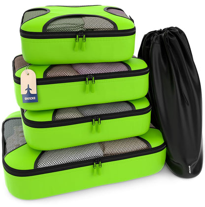 Shacke 5 Set Packing Cubes for Travel with Laundry Bag (Green Grass)