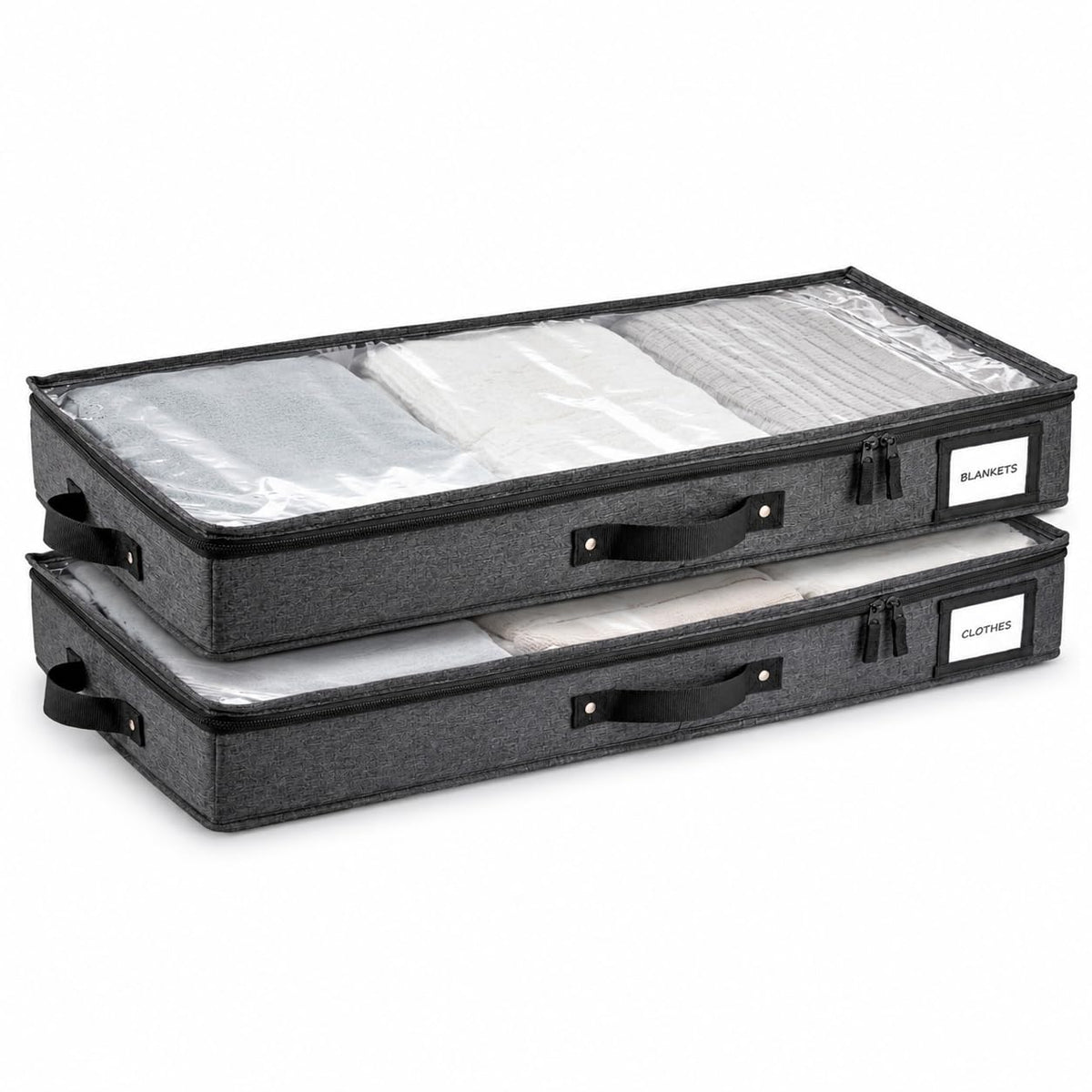 HOMELUX THEORY Under Bed Storage, Low Profile 2pc with Lid, Black