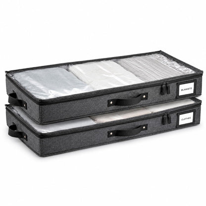 HOMELUX THEORY Under Bed Storage, Low Profile 2pc with Lid, Black