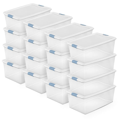 Sterilite Latching Box with Lids for Home and Office, 32 Quart, 6-Pack