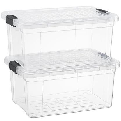 Superio 13.7 Quart Clear Plastic Storage Bin with Lid, Stackable Organizer Box, BPA-Free Storage Container for Home, Garage, School & Office, 1 Pack