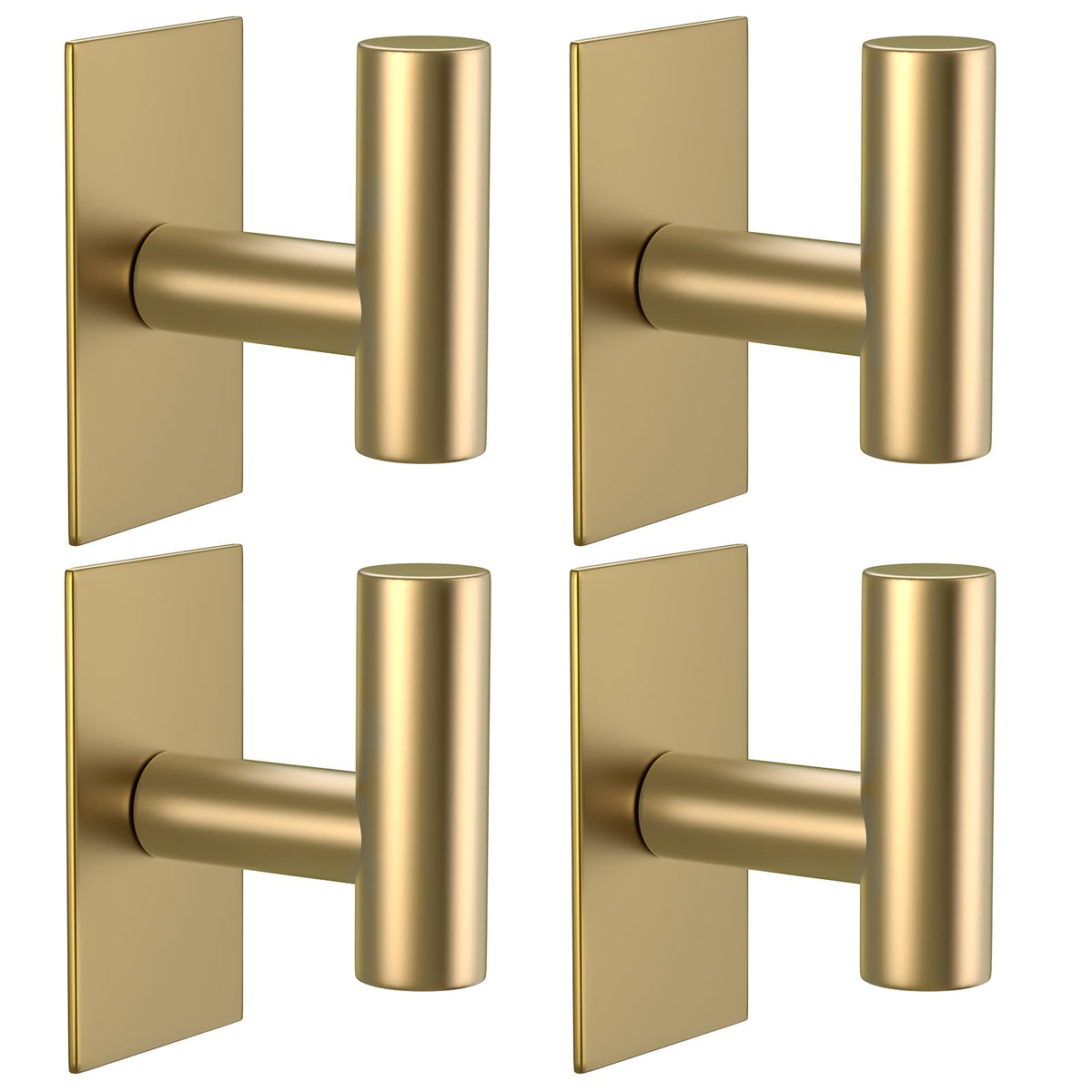 VAEHOLD Wall Towel Hooks, Heavy Duty Sticky Holder Waterproof Towel Hooks for Hanging Coat, Clothes, Closet Hook Wall Mount for Kitchen (Gold, 2 Pack)