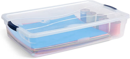 Rubbermaid Cleverstore 42 Quart Stackable Plastic Storage Container Organizer Bin with Latching Lids for Garage, Closet, and Classroom, Clear, 4 Pack
