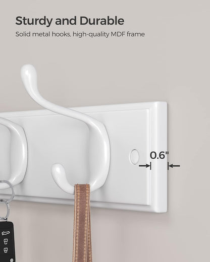 SONGMICS Wall-Mounted Coat Rack, 4 Dual Metal Hooks
