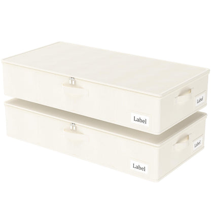 Yawinhe 27L UnderBed Storage Containers,2 Pack Closet Organizers,Beige