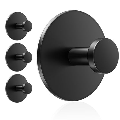 bussdis Multifunctional Towel Hooks for Bathroom Wall - Extra Sticky Stainless, Holds up to 12LB, Coat Hooks Wall Hooks, Adhesive Door Holder Hanger Shower Accessories, Matt Black Heavy Duty
