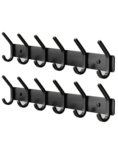 Coat Rack Wall Mount Hooks - 15 Inch White Metal 6-Hook Rack(1 Pack)