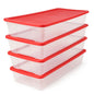 HOMZ Holiday Tote Plastic Storage Bin with Lid, 41 Qt, Clear/Red, 2 Pack