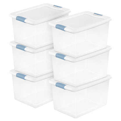 Sterilite Latching Box with Lids for Home and Office, 32 Quart, 6-Pack