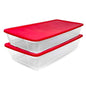 HOMZ Holiday Tote Plastic Storage Bin with Lid, 41 Qt, Clear/Red, 2 Pack