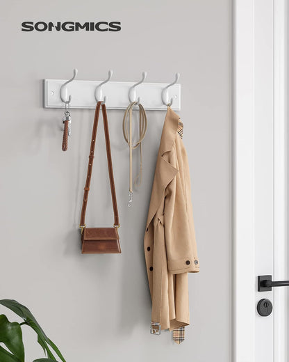 SONGMICS Wall-Mounted Coat Rack, 4 Dual Metal Hooks