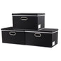 PRANDOM Large Collapsible Storage Bins with Lids [3-Pack] Linen/Cotton Blend Foldable Storage Boxes Organizer Containers Baskets Cube with Cover for Home Bedroom Closet Office Nursery(17.7x11.8x11.8)