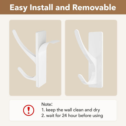 pickpiff White Self-Adhesive Hook, 13LB Hanger for Coat/Towel, 6 Pack