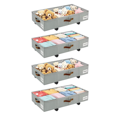 Under Bed Storage with Wheels, Dorm Room Organizer for Clothes Shoes Toys