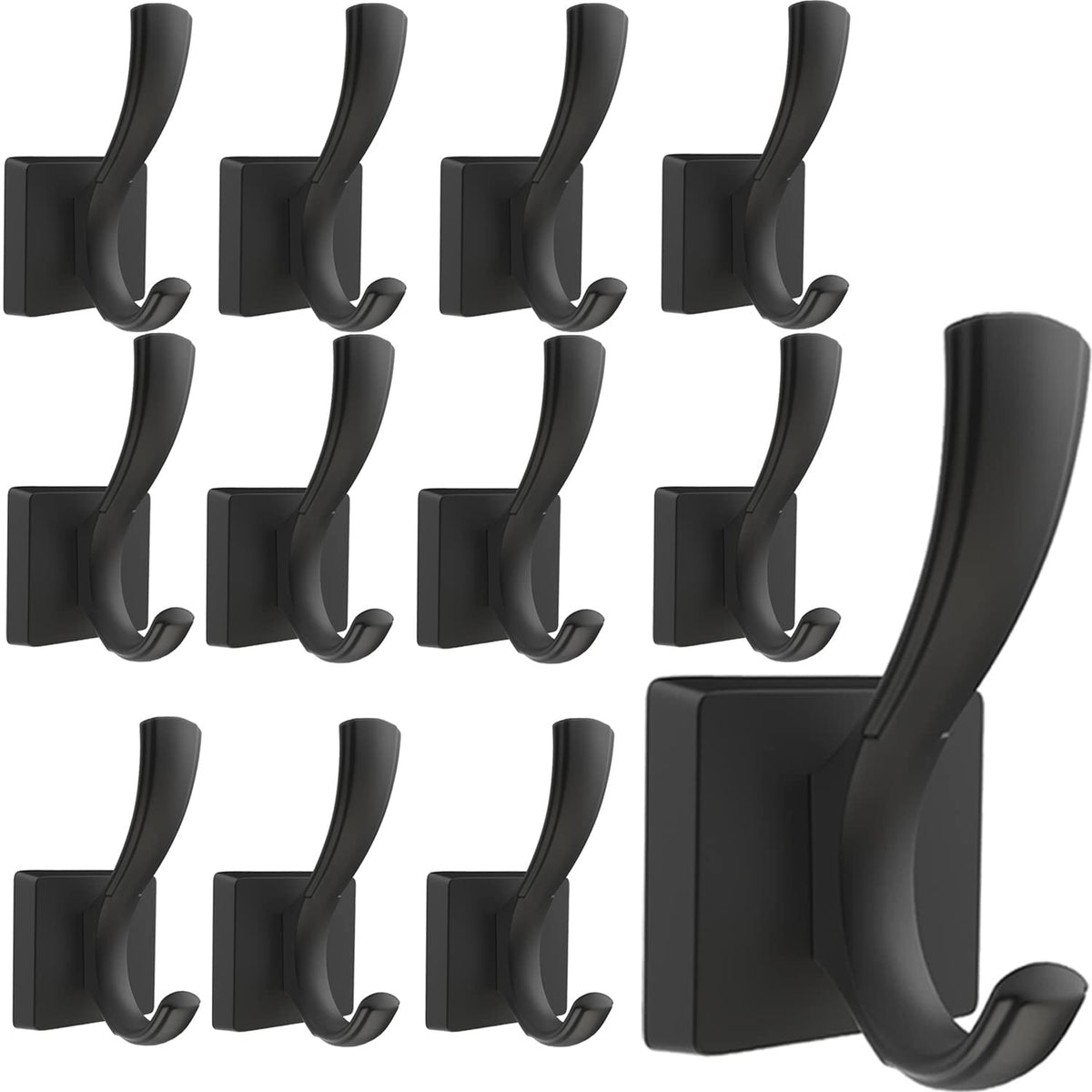 TOFIIGREM Black Towel Hooks Coat Hooks for Wall, Hand Towel Holder Robe Hook for Bathroom, Entryway Hat Hooks for Hanging Coat Towels Keys Hats (6 Pack)