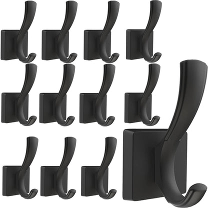 TOFIIGREM Black Towel Hooks Coat Hooks for Wall, Hand Towel Holder Robe Hook for Bathroom, Entryway Hat Hooks for Hanging Coat Towels Keys Hats (6 Pack)