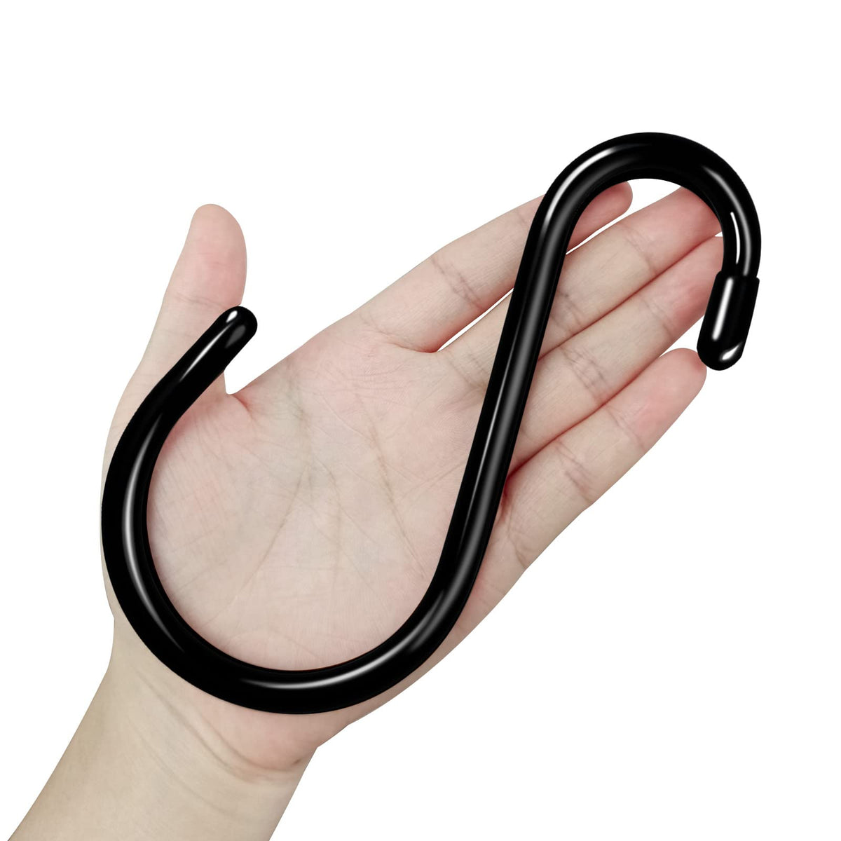 DINGEE 4 Inch 12 Pack S Hooks - Heavy Duty, Large Rubber Coated Black Non Slip Metal Hooks for Closet, Garden, Jeans, Plants, Jewelry, Pot, Pan, Cups, Towels