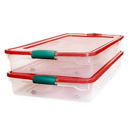 HOMZ Secure Latch, Clear Under Bed Plastic Storage Bins, 56 Quart, 2 Pack