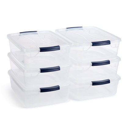 Rubbermaid 68 Quart Under the Bed Low Profile Storage Boxes with Dual Hinged Lids and Easy Rolling Caster Wheels, Clear, 2 Pack