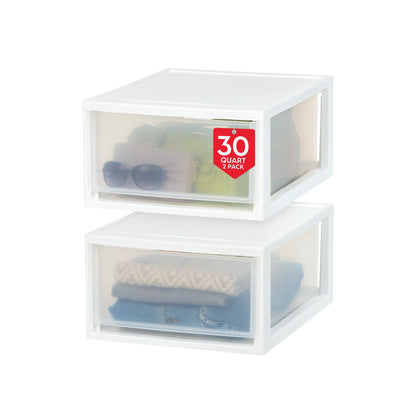 IRIS USA 4-Pack, 27 Qt. Under Bed Storage Bin with Sliding Drawers, White