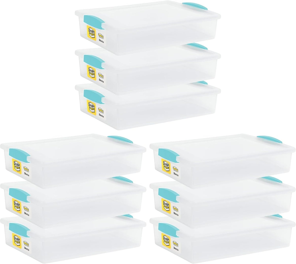 Tribello Plastic Storage Containers With Lids For Organizing, 6 Quarts - (Large - 14 x 11 x 3)