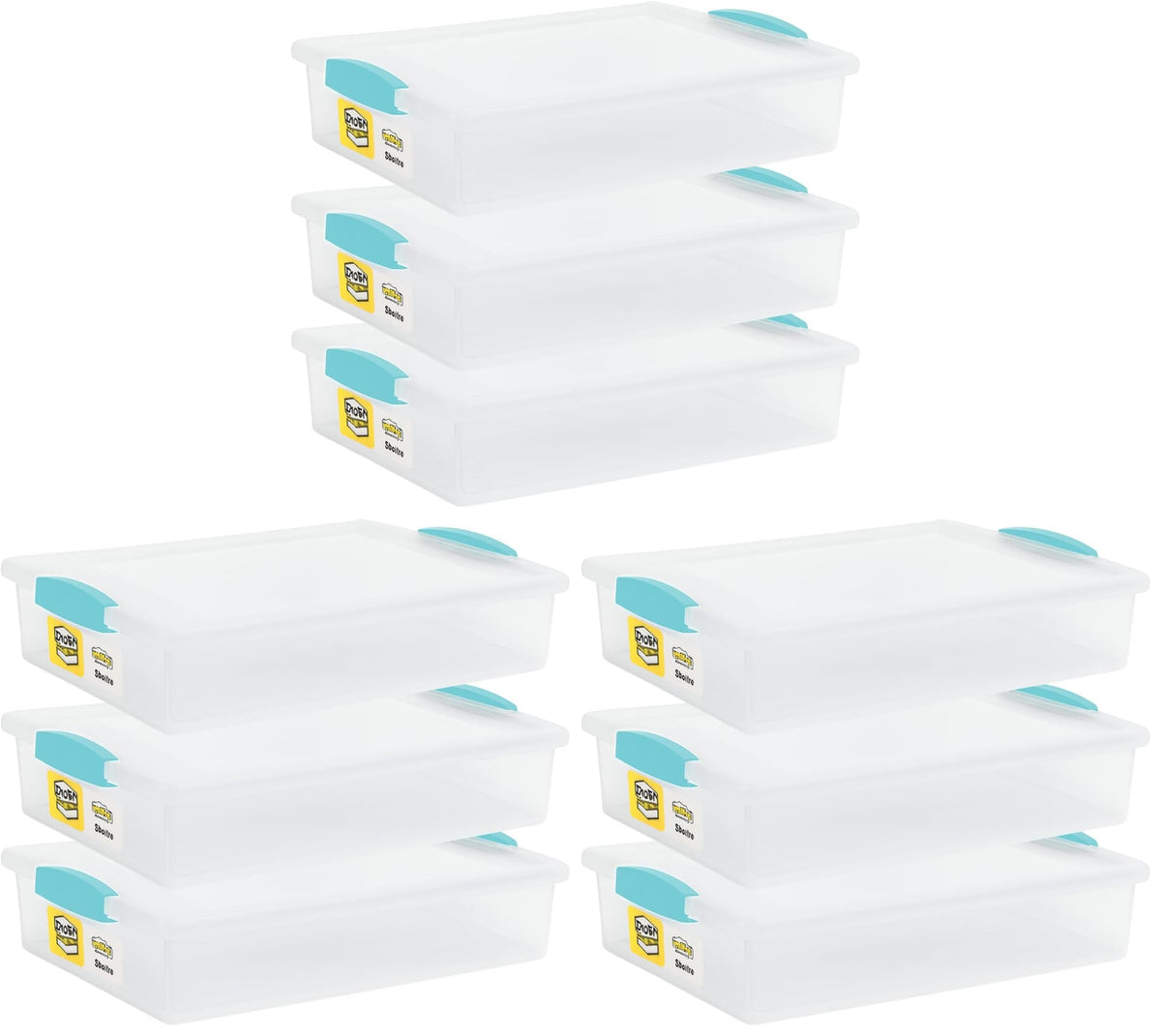 Tribello Plastic Storage Containers With Lids For Organizing, 6 Quarts - (Large - 14 x 11 x 3)