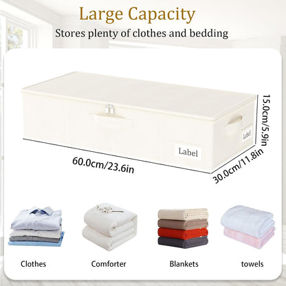 Yawinhe 27L UnderBed Storage Containers,2 Pack Closet Organizers,Beige