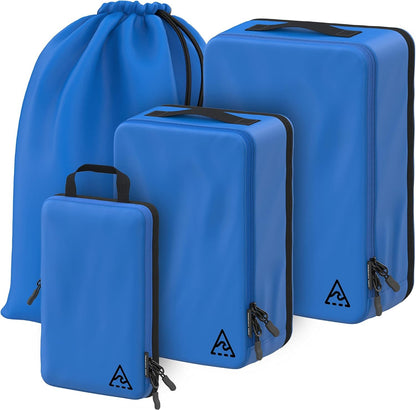 Well Traveled 8 pcs Compression Packing Bags Cubes Set with HybridMax Double-Capacity Design - Packing Cubes for Travel Compression to Maximize Limited Luggage Space, Black