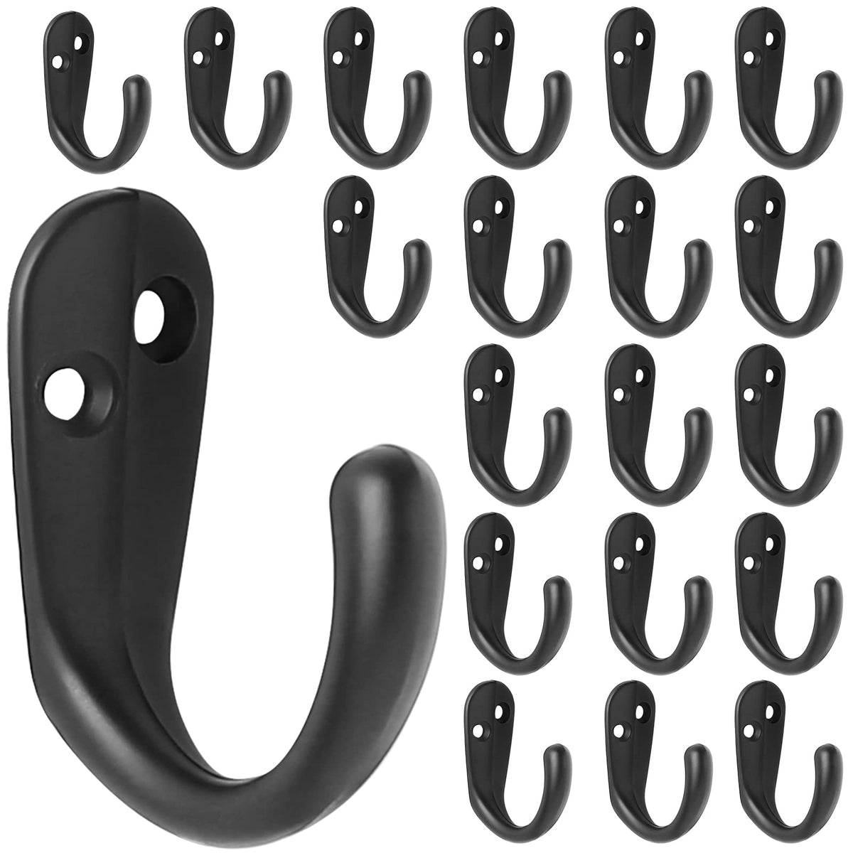 IBosins 50PCS Coat Hooks Wall Mounted Black Single Prong Robe Hook