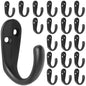 IBosins 50PCS Coat Hooks Wall Mounted Black Single Prong Robe Hook