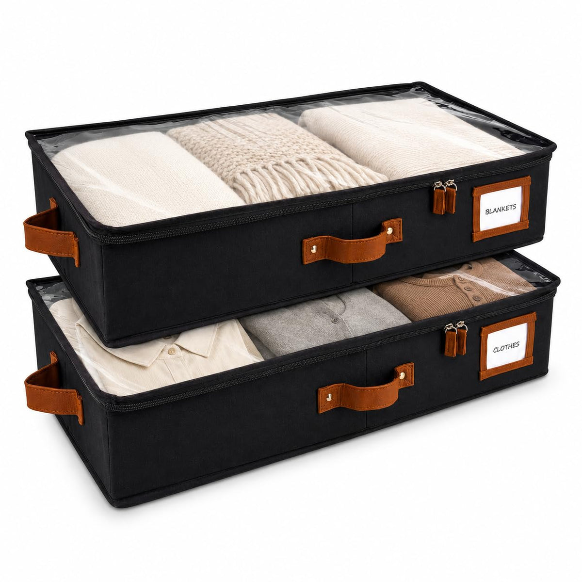 HOMELUX THEORY Under Bed Storage, Low Profile 2pc with Lid, Black