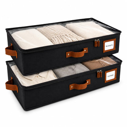 HOMELUX THEORY Under Bed Storage, Low Profile 2pc with Lid, Black