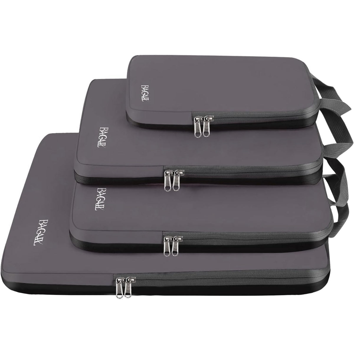 BAGAIL 4 Set/6 Set/8 Set Compression Packing Cubes Travel Accessories Expandable Packing Organizers (Half Mesh, 6-Black)