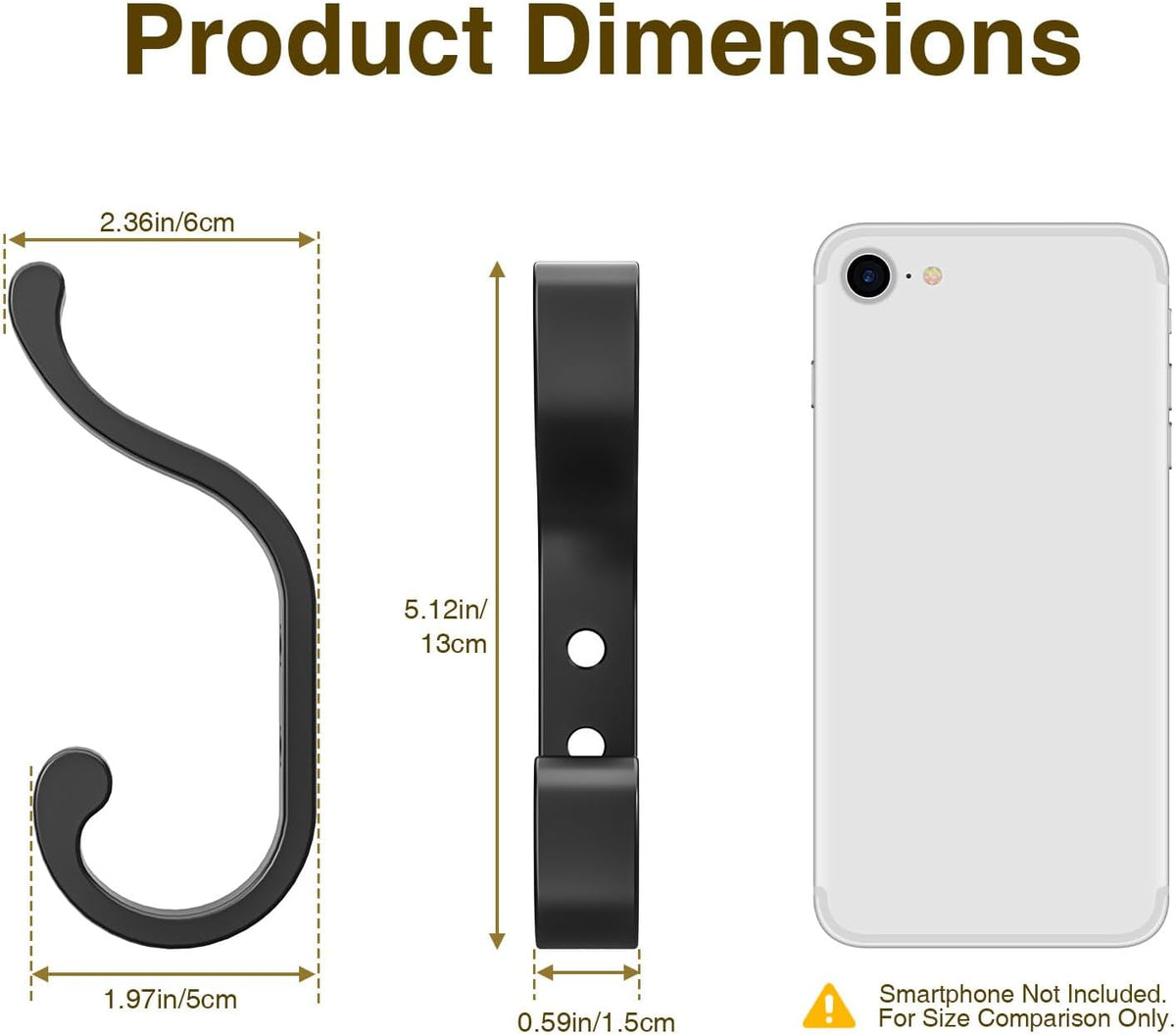 Coat Hooks Wall Mount,Heavy Duty Wall Hooks for Backpack,Towel,Black 4 Pack