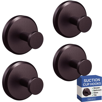 HOME SO Suction Cup Hooks for Shower & Bathroom Towel Holder 2-Pack Black