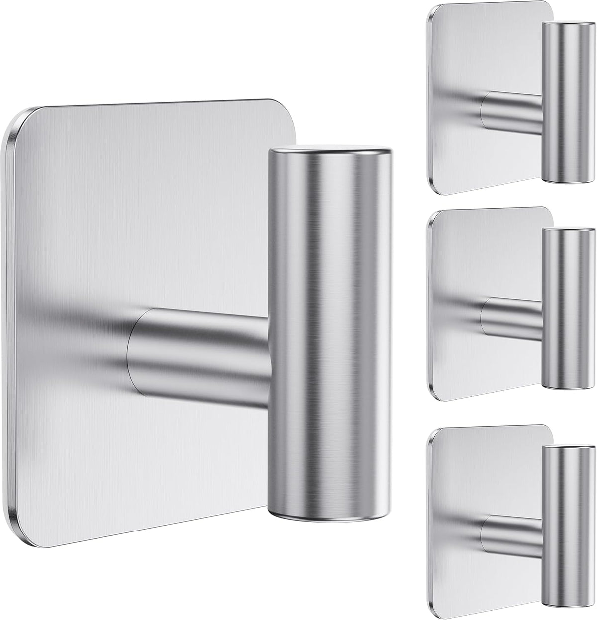 Aikzik 4 Pack Large Heavy Duty Wall Hooks - 26lb Max, Stainless Steel Adhesive Towel Hook, Shower Hooks for Hanging Towel, Coat, Robe, Wall Hook for Use in Bathroom, Kitchen and Door, Matte Black